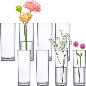 Barleyfield Viola Minuto - Plastic Cylinder Vases, 1.5 pounds, Clear, 8 Count