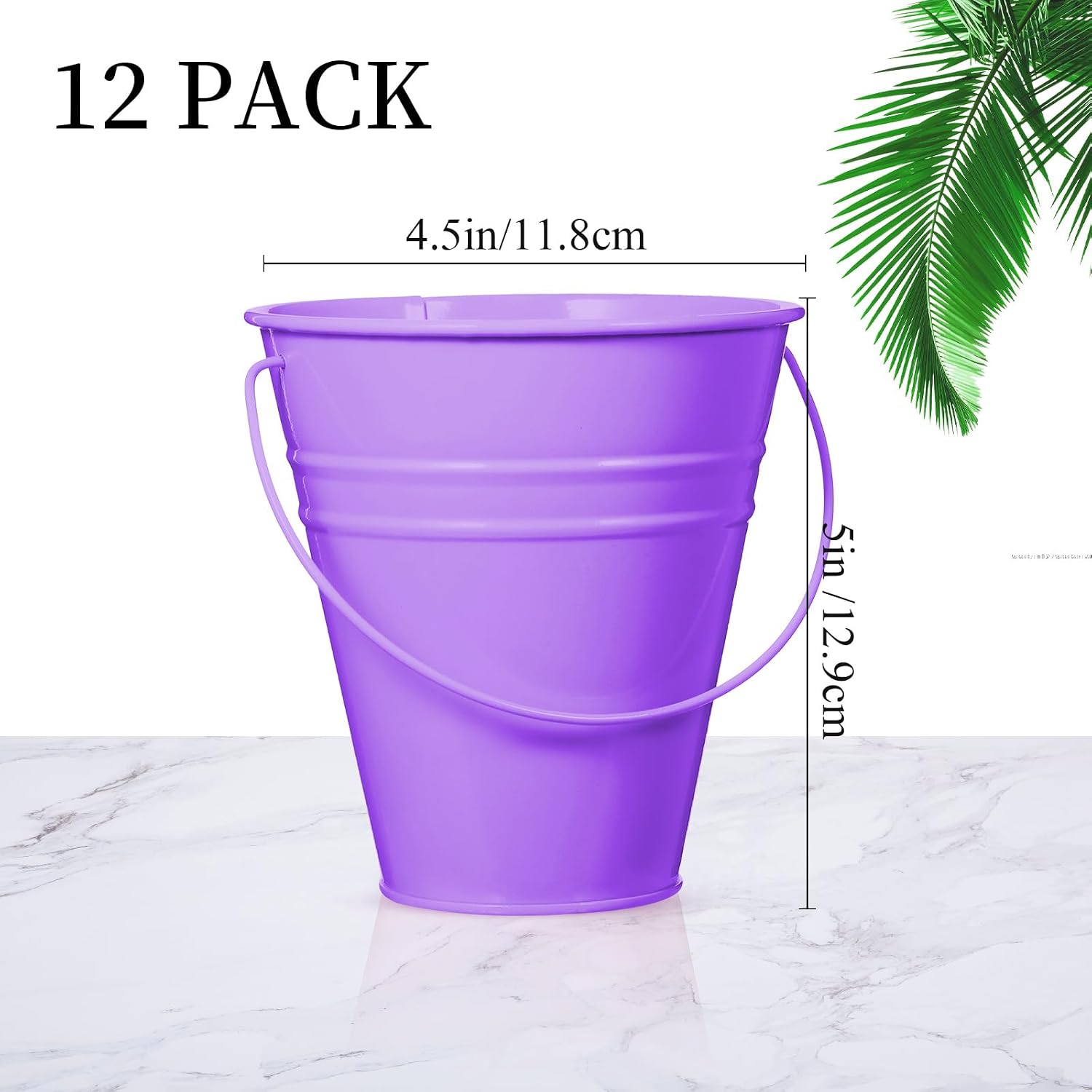 Aldernest 12 Pack Rainbow Metal Buckets, Galvanized Pail with Handle 4.5" x 5", 1.2 kg, Rainbow Color