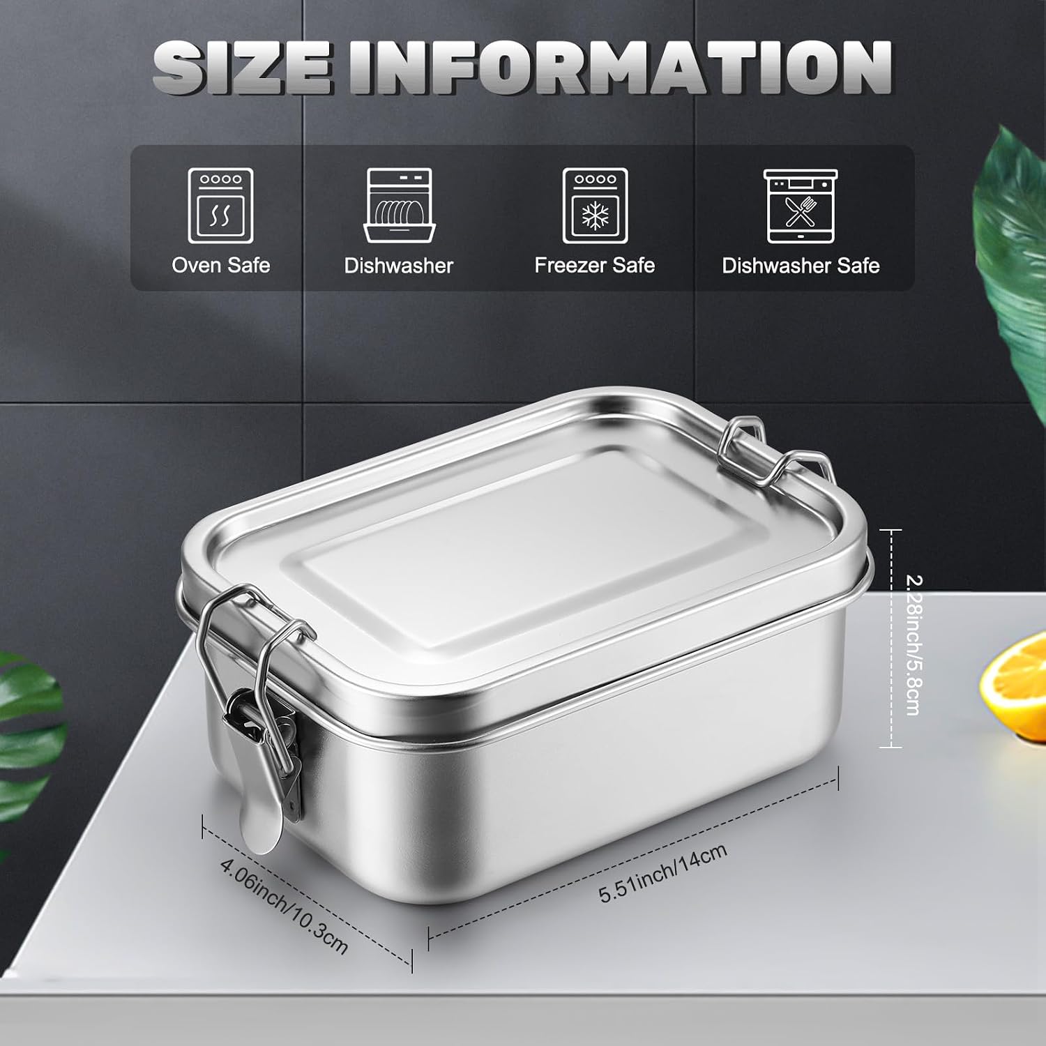 Aldernest 4 Pcs Stainless Steel Food Containers, 550ml, No Divider