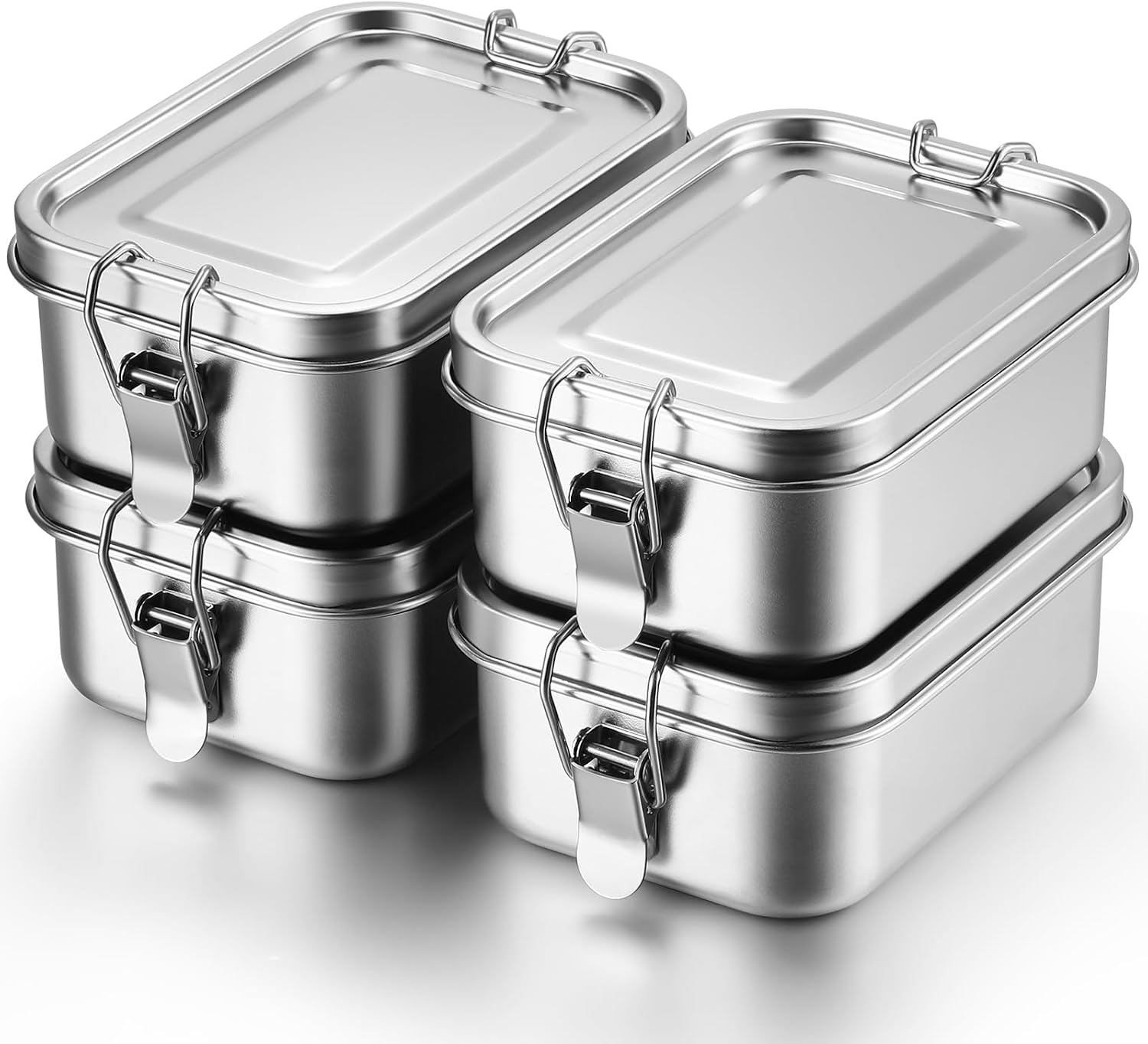 Aldernest 4 Pcs Stainless Steel Food Containers, 550ml, No Divider