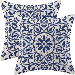 Aldernest Navy Blue Boho Pillow Covers 18x18 Set of 2