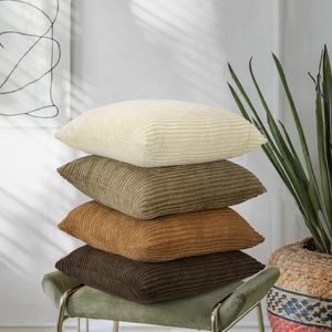 Aldernest Corduroy Throw Pillow Covers 18x18, 1.1 pounds, Brown, 4 Count