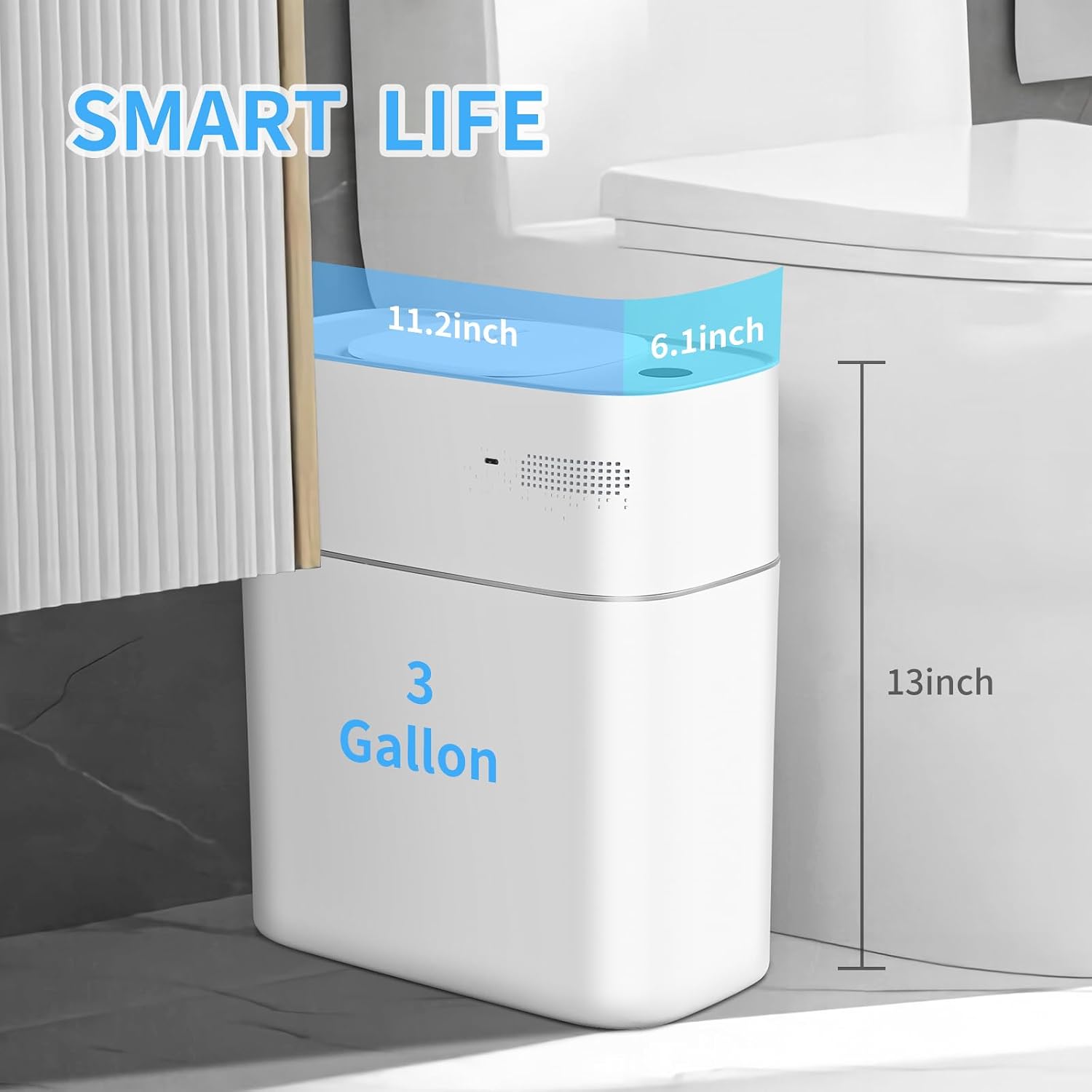 Aldernest Bathroom Trash Can with Lid Automatic Garbage Can, 2.5 pounds, white