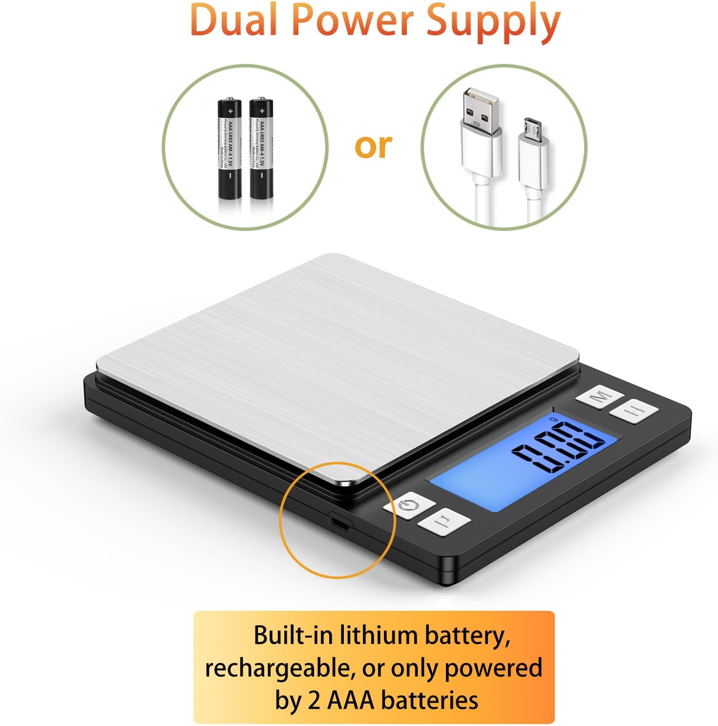 Aldernest 0.01g/1kg Upgraded Small Digital Scale, USB Rechargeable, 0.3 kg, Black