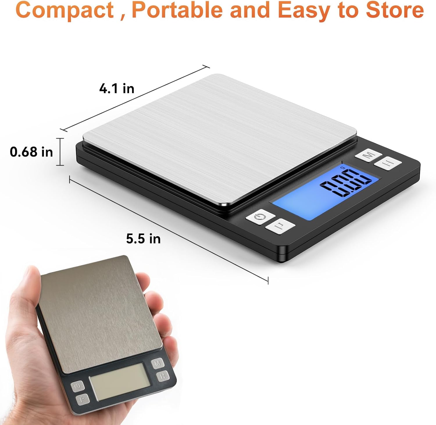 Aldernest 0.01g/1kg Upgraded Small Digital Scale, USB Rechargeable, 0.3 kg, Black