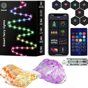 Elmgate Smart Fairy String Lights, 33Ft Usb DIY Twinkle Lights w/Remote & App Controlled, 4.48 ounces