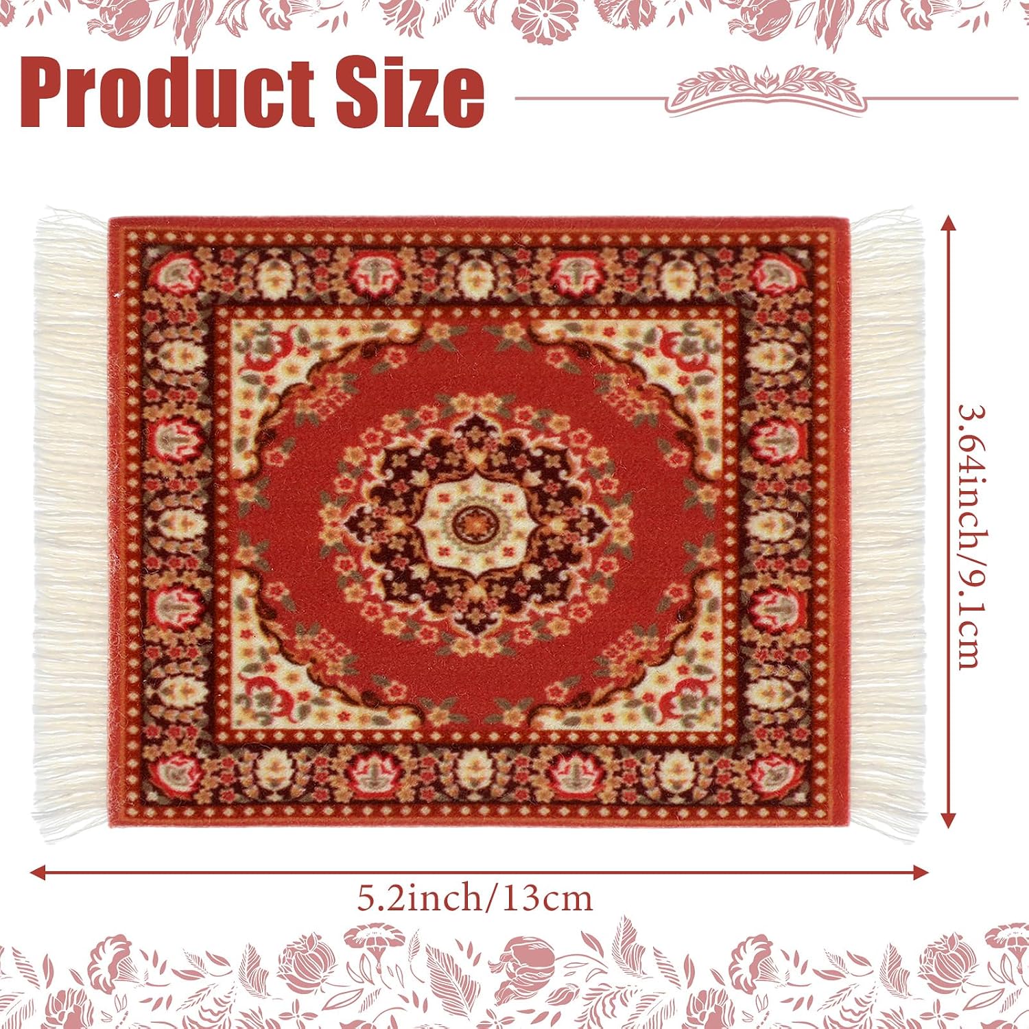 Ashenby 10 Pcs Rug Coasters with Fringe, Non-Slip Backing, Stylish, 6.88 ounces