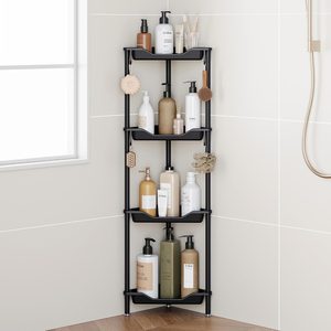 Barleyfield Standing Corner Shower Caddy Organizer, 4 pounds, Black