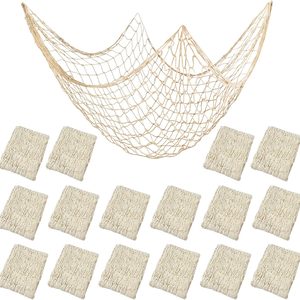 Ashenby 16PCS Natural Fish Net Decoration 80"x40" Beige Decorative Fishnet, 1.91 kg