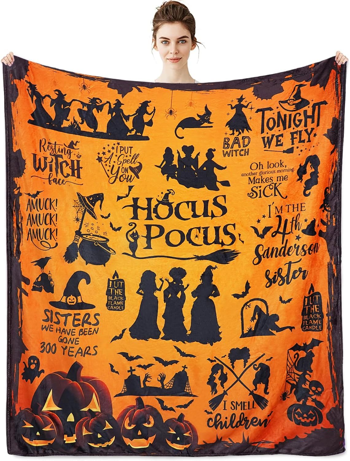 Barleyfield Witch Blanket Halloween Throw Blankets for Women Witch Flannel Fleece Blankets for Couch Sofa Bed Chair Decor Halloween Decorations