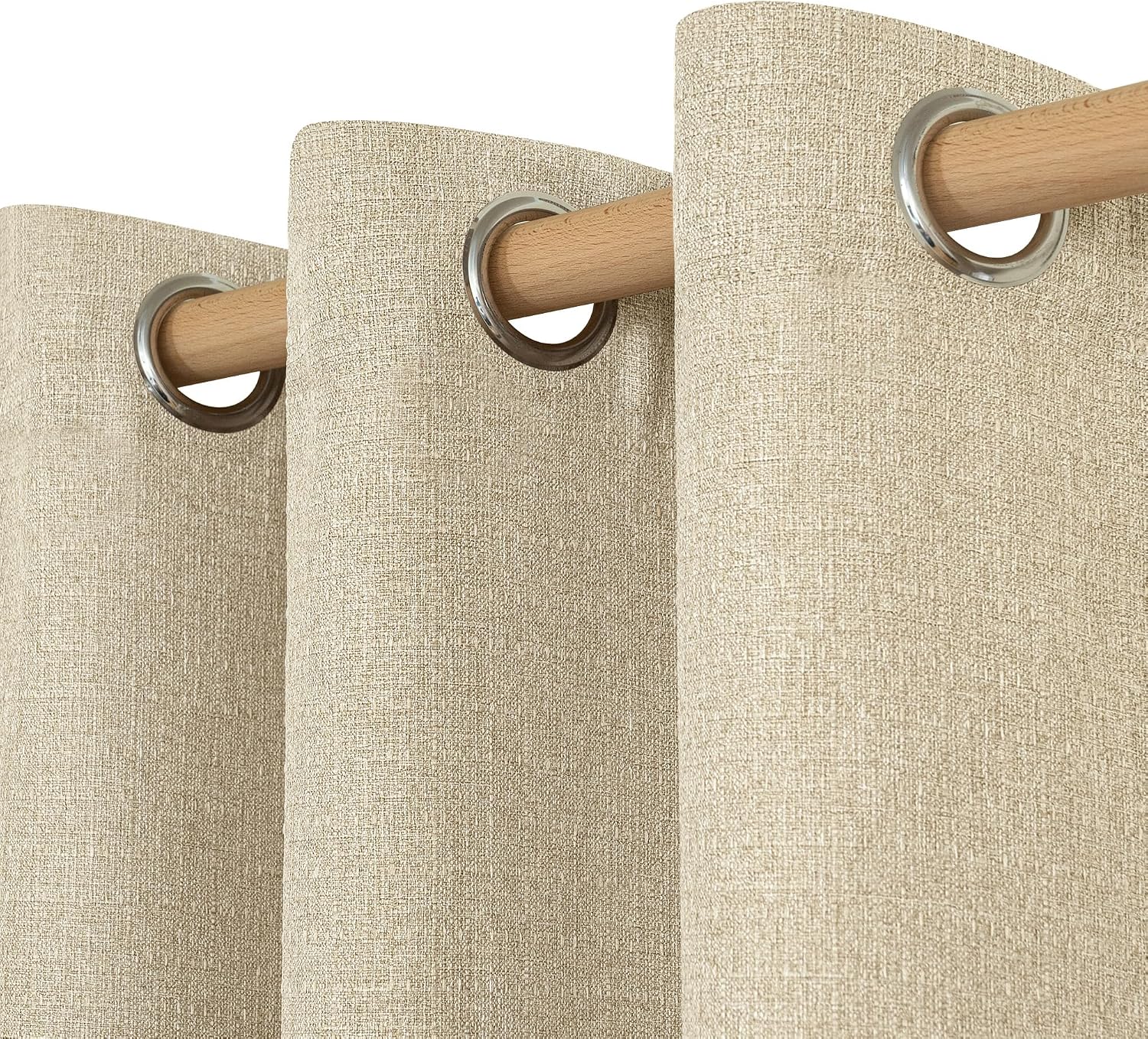 Aldernest Oatmeal Linen Curtains 84 inch Length for Living Room 2 Panels