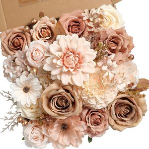 Aldernest Artificial Flowers Combo Set Fake Flower Leaf Box with Stems for DIY Wedding Bouquets Centerpieces Arrangements Baby Shower Party Home