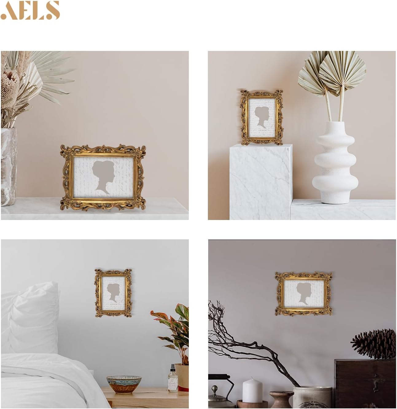 Aldernest 5x7 Inch Vintage Picture Frame, Elegant Antique Photo Frames with Glass Front, Bronze Gold