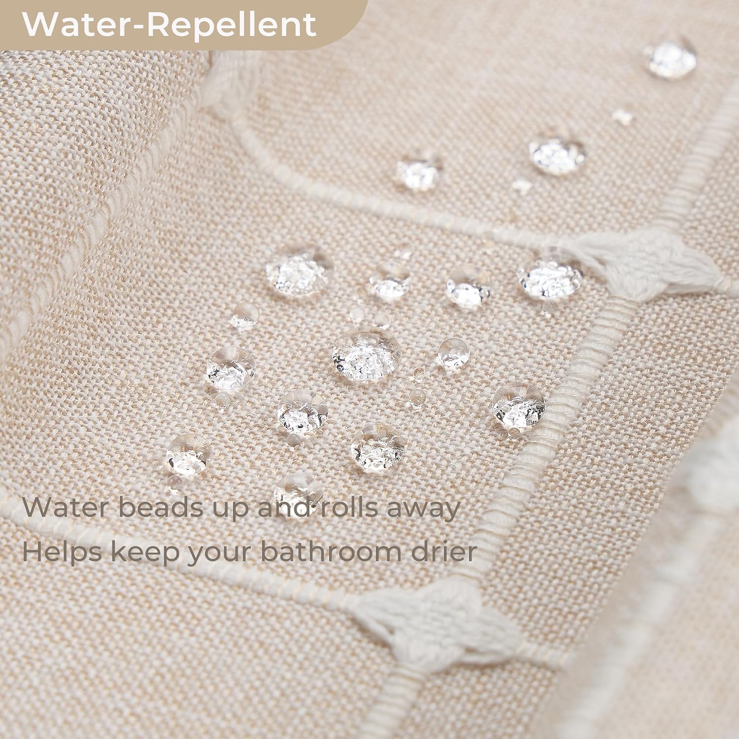 Aldernest 48 in Beige Farmhouse Boho Style Tassel Shower Curtain for Bathroom, 47"W x 71"L (Pack of 1), Cream