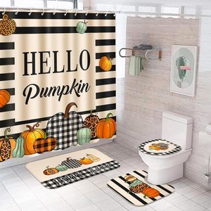 Ashenby 4 Pcs Fall Bathroom Decor Set Pumpkin Shower Curtain 72" Thanksgiving, 1.7 pounds, 9.5"W x 15"L (Pack of 4)