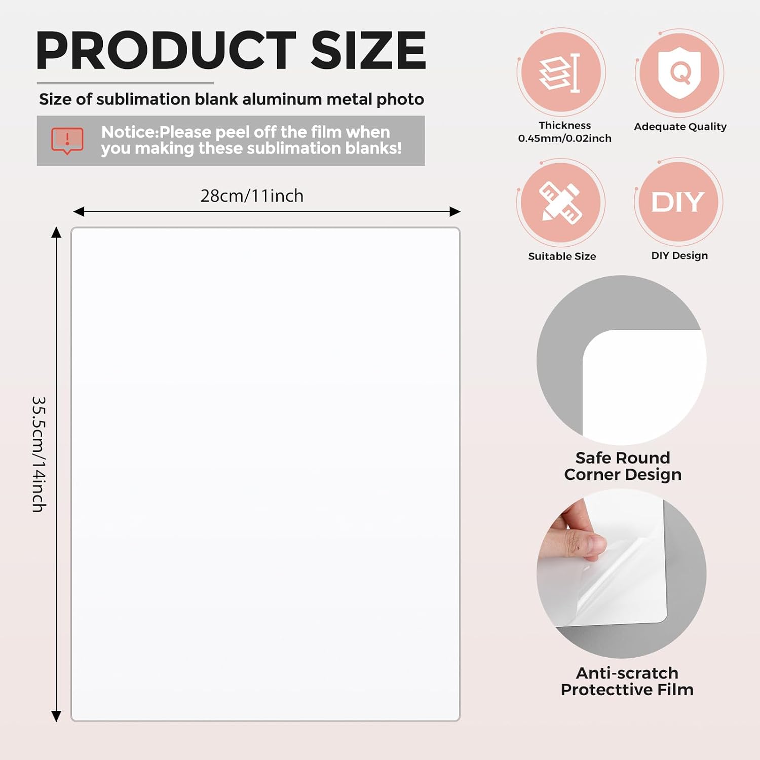 Aldernest 8 Pcs Sublimation Metal Photo Blanks 11 x 14'' Aluminum DIY Sign, White