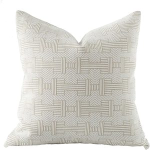 Aldernest 20x20'' Inches Throw Pillow Cushion Cover - Emma Beige Tawny Birch Stripe Pattern Series Luxury Couch Sofa Pillow for Living Room Bedroom