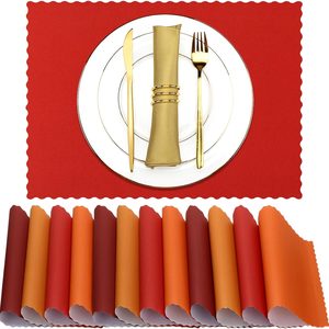 Ashenby 120 Pcs Fall Paper Placemats 10 x 14 in Disposable Wavy Place Mats, Cute Color