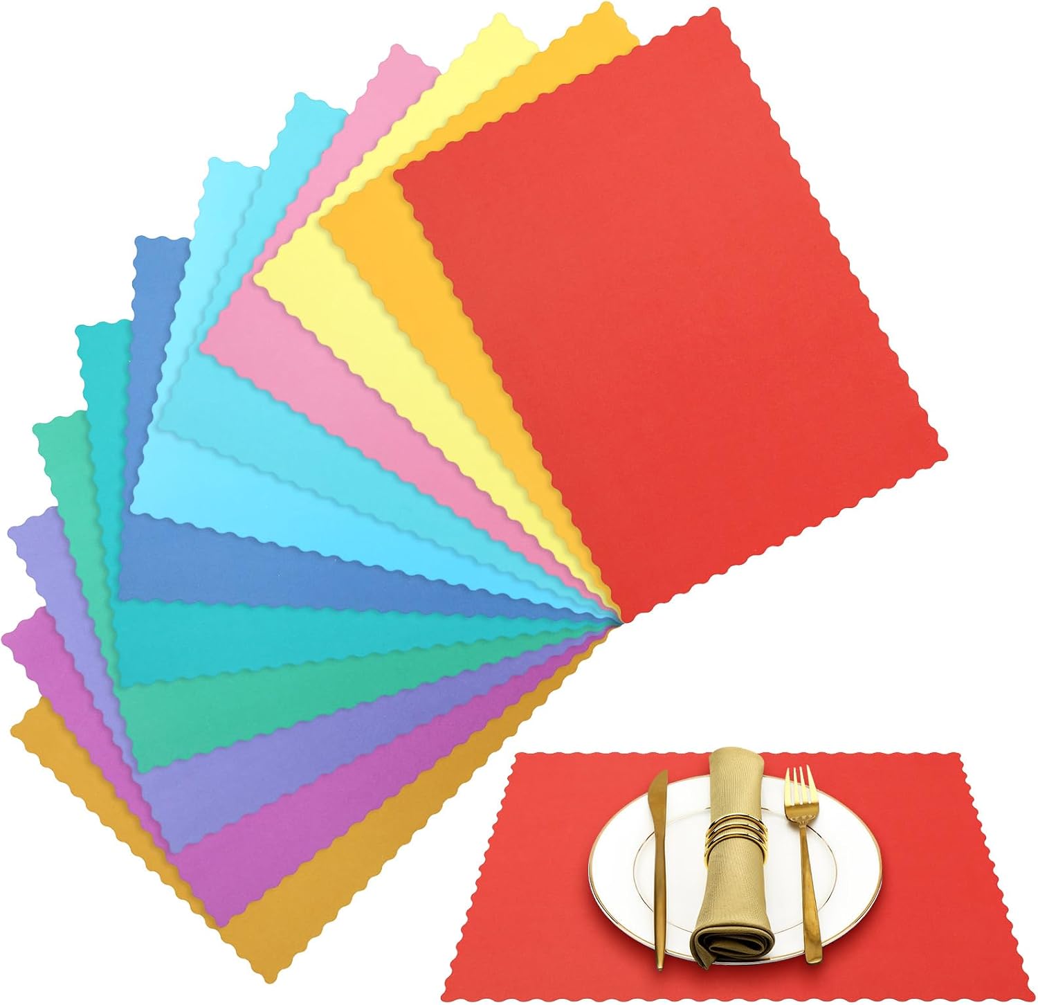 Ashenby 120 Pcs Colorful Disposable Paper Placemats 10x14'', Bright Color, 1.7 pounds, Large