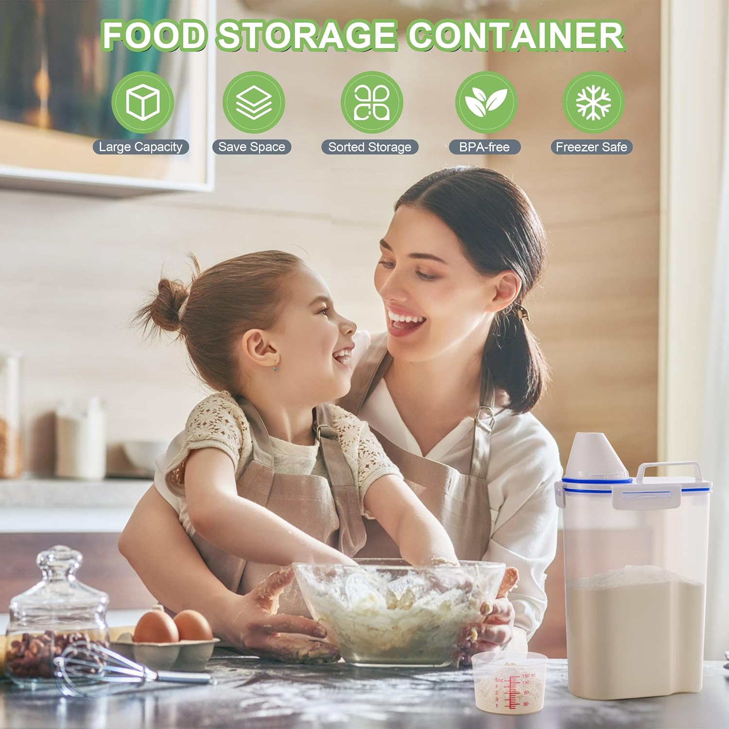 Ashenby 2 Pcs 5.5Lbs Rice Storage Container, 0.63 kg, Medium