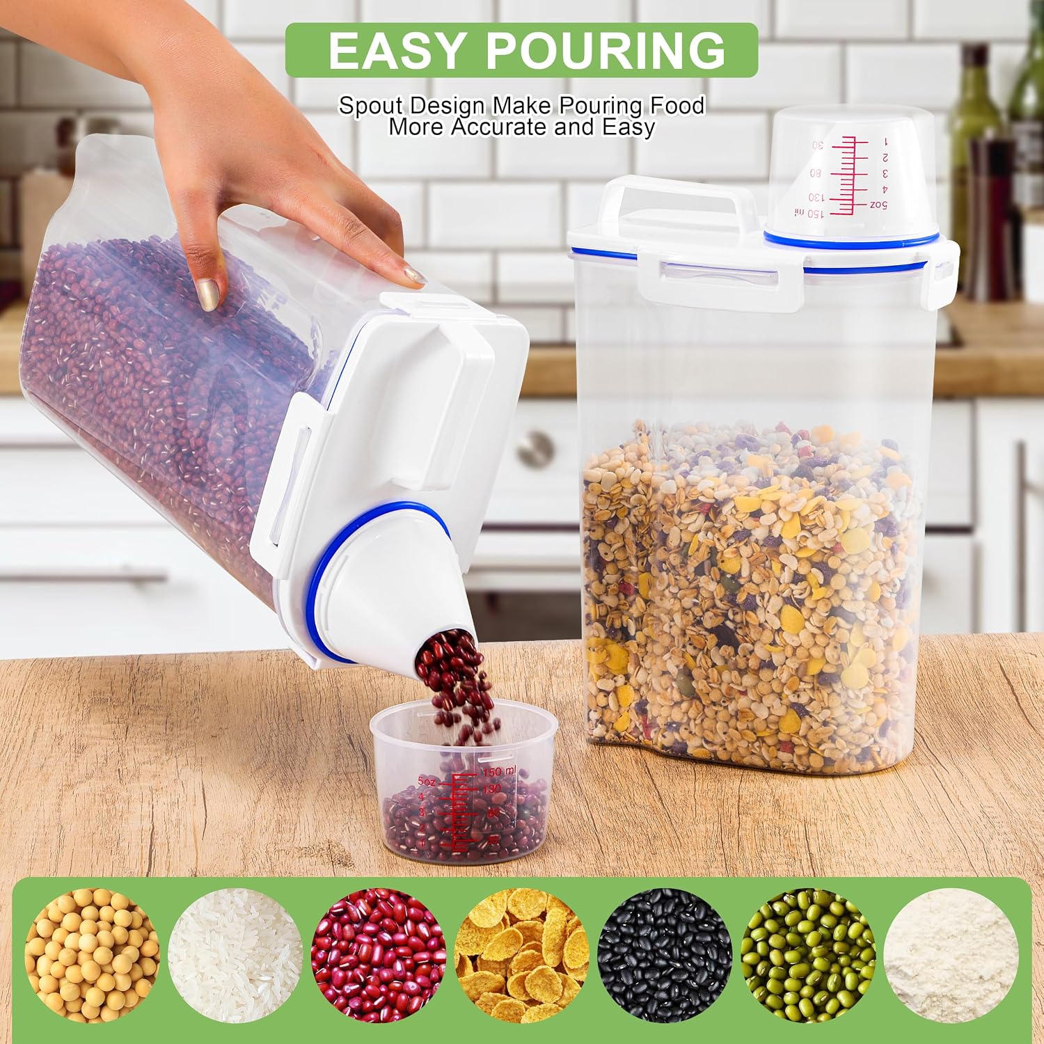 Ashenby 2 Pcs 5.5Lbs Rice Storage Container, 0.63 kg, Medium