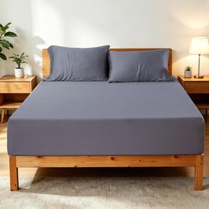 Aldernest Cal King Size Cooling Fitted Sheet Only, 100% Rayon Derived from Bamboo, 1.16 kg, California King, Dark Grey