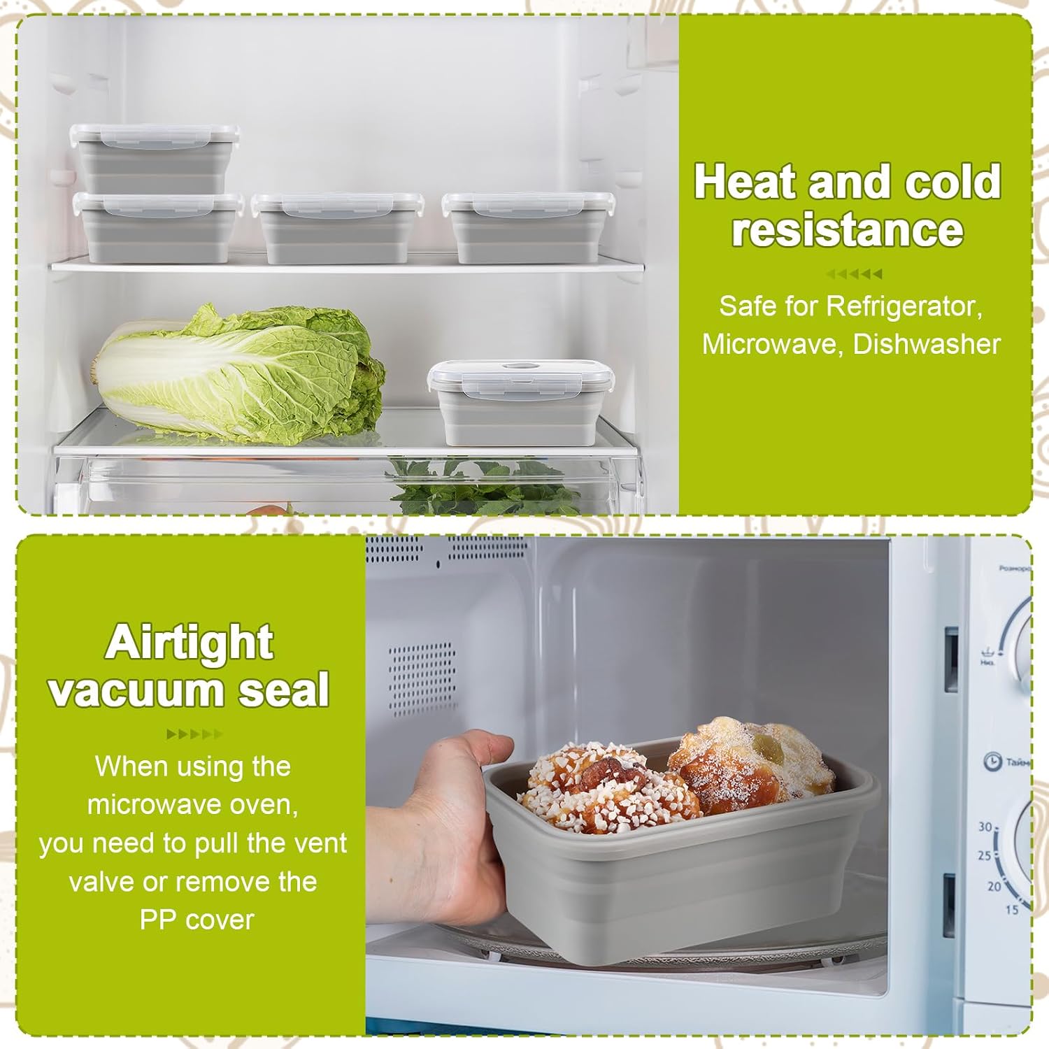 Aldernest 8 Sets of Silicone Collapsible Bowls, Gray, 17 Oz/ 500 ml, 2.6 pounds