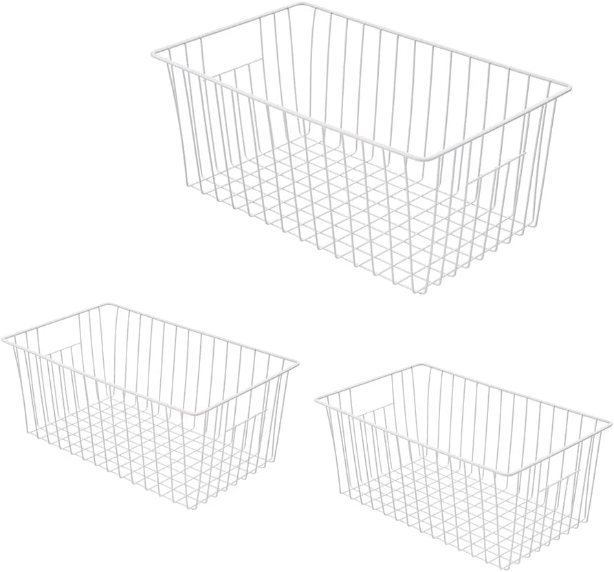 Ashenby 16Lx12W inch Wider Freezer Storage Organizer Baskets Container, 1.56 kg, White