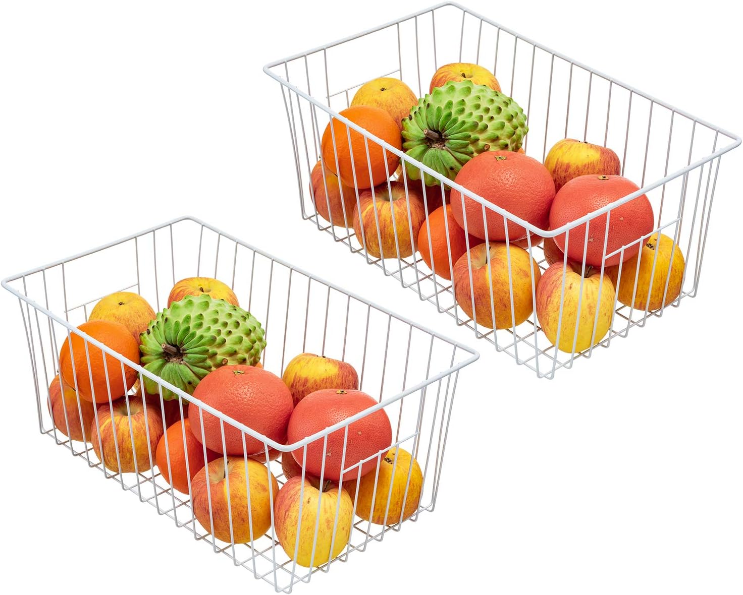 Ashenby 16Lx12W inch Wider Freezer Storage Organizer Baskets Container, 1.56 kg, White