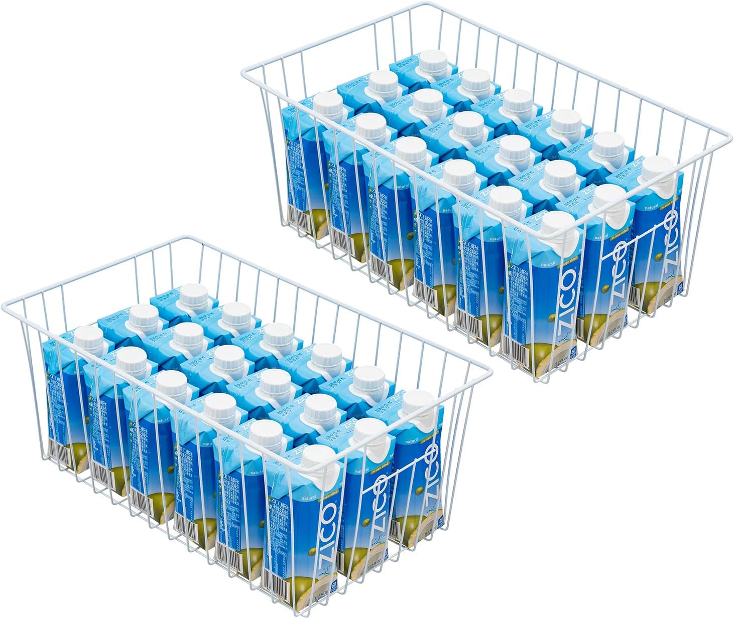 Ashenby 16Lx12W inch Wider Freezer Storage Organizer Baskets Container, 1.56 kg, White