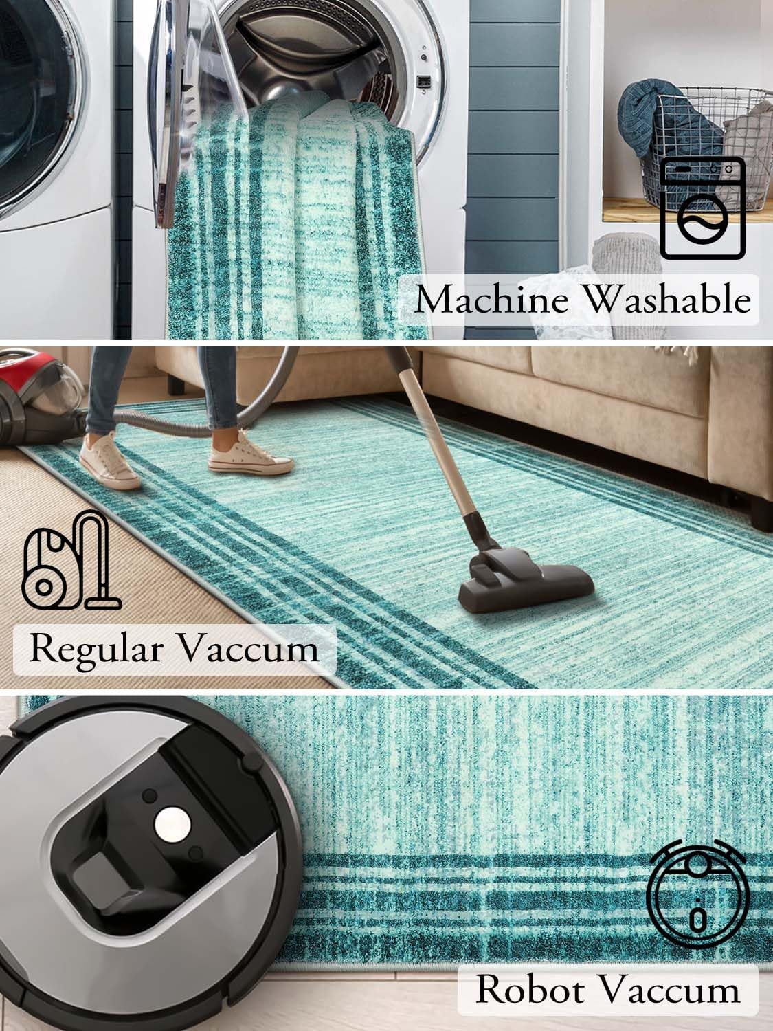 Aldernest Amabel Modern Abstract Area Rug, 1.8 pounds, 2' x 3' (Rectangular), Teal Border/White