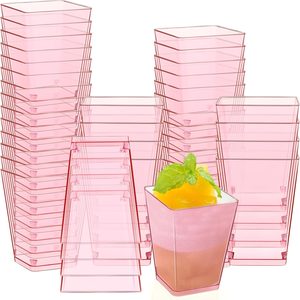 Aldernest 50 Pcs Pink 5 oz Plastic Dessert Cups Appetizer Cups Parties, 1.6 pounds, 2.28 x 2.95 x 1.57 inches