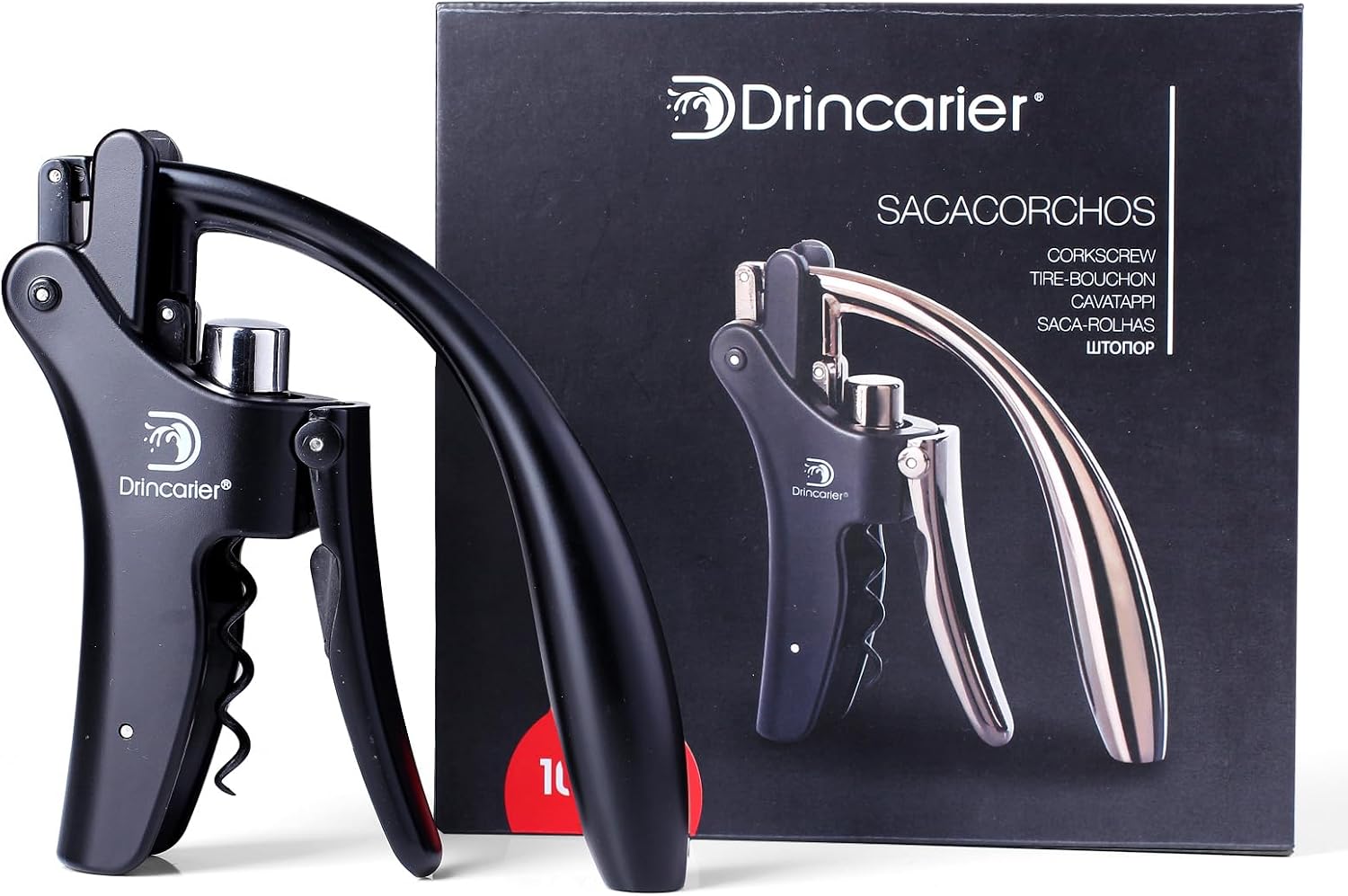 Aldernest Vertical Lever Corkscrew with Non-Stick Worm, 2.1 pounds, Black