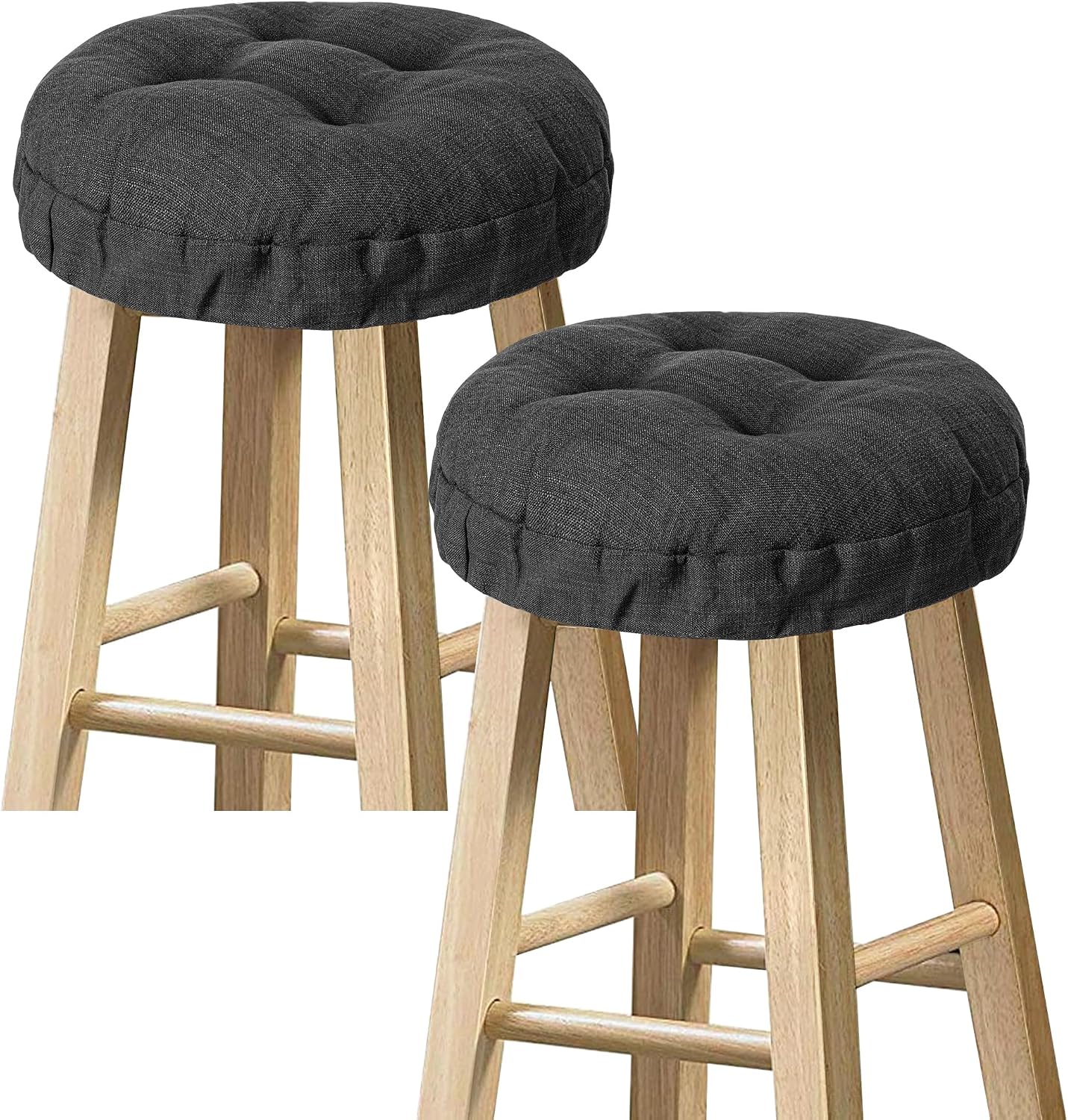 Aldernest Bar Stool Covers - Set of 2 Round Bar Stool Seat Covers, Black