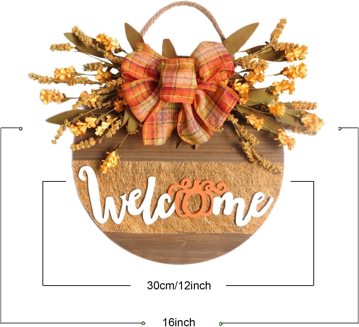 Aldernest Welcome Sign for Front Door Decor Fall Wreaths Fall Decorations for The Home Farmhouse Wreath Front Door Wooden Fall Wreath Decorated with