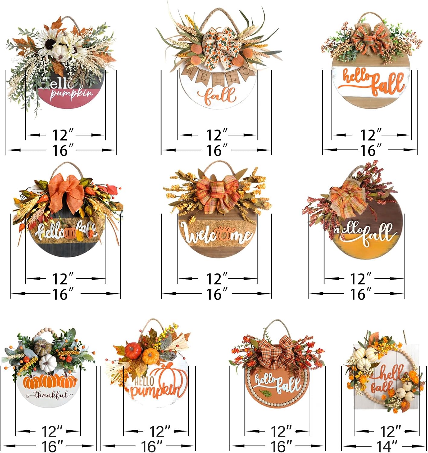 Aldernest Welcome Sign for Front Door Decor Fall Wreaths Fall Decorations for The Home Farmhouse Wreath Front Door Wooden Fall Wreath Decorated with