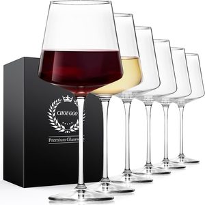 Ashenby 21Oz Crystal Wine Glasses Set of 6, Premium Large White or Red Wine Glasses, 2.8 pounds, Clear