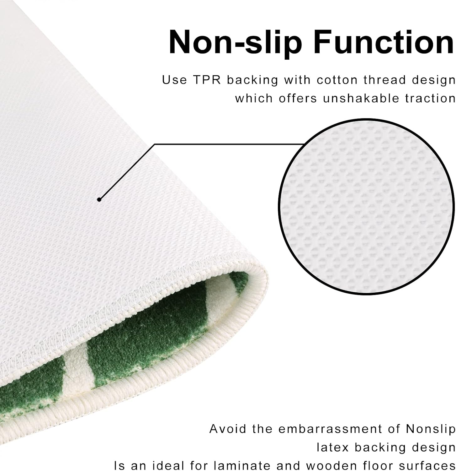 Aldernest Bath Mats for Bathroom, Green Leaf Non Slip Bathroom Rug, 18" x 26"