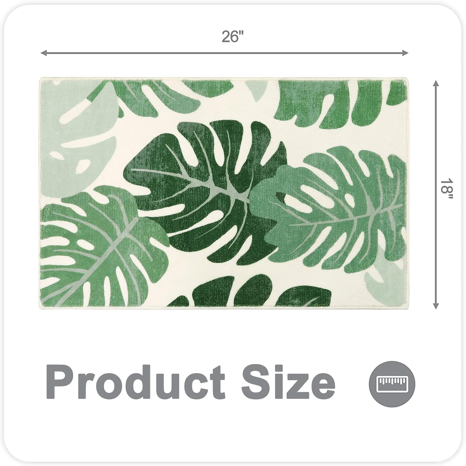 Aldernest Bath Mats for Bathroom, Green Leaf Non Slip Bathroom Rug, 18" x 26"