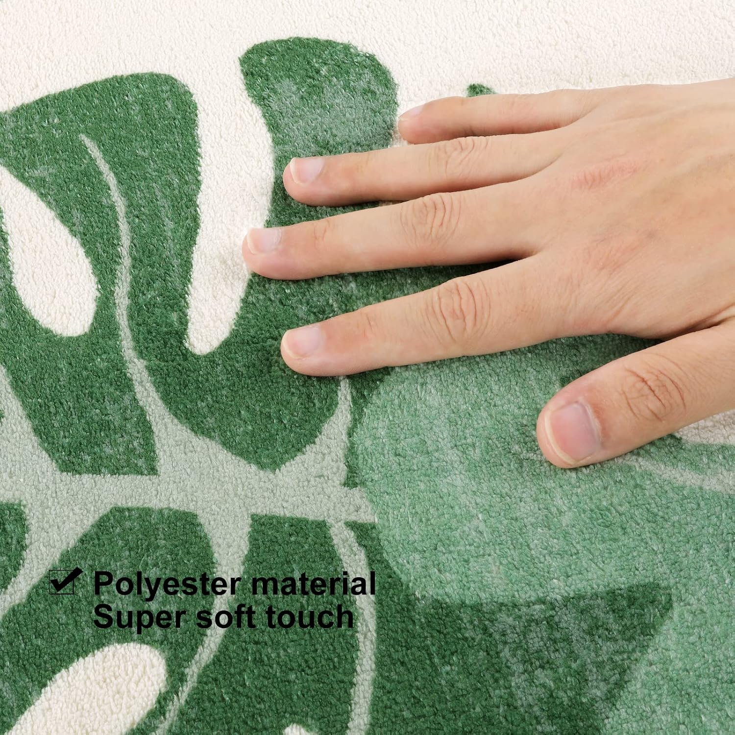 Aldernest Bath Mats for Bathroom, Green Leaf Non Slip Bathroom Rug, 18" x 26"