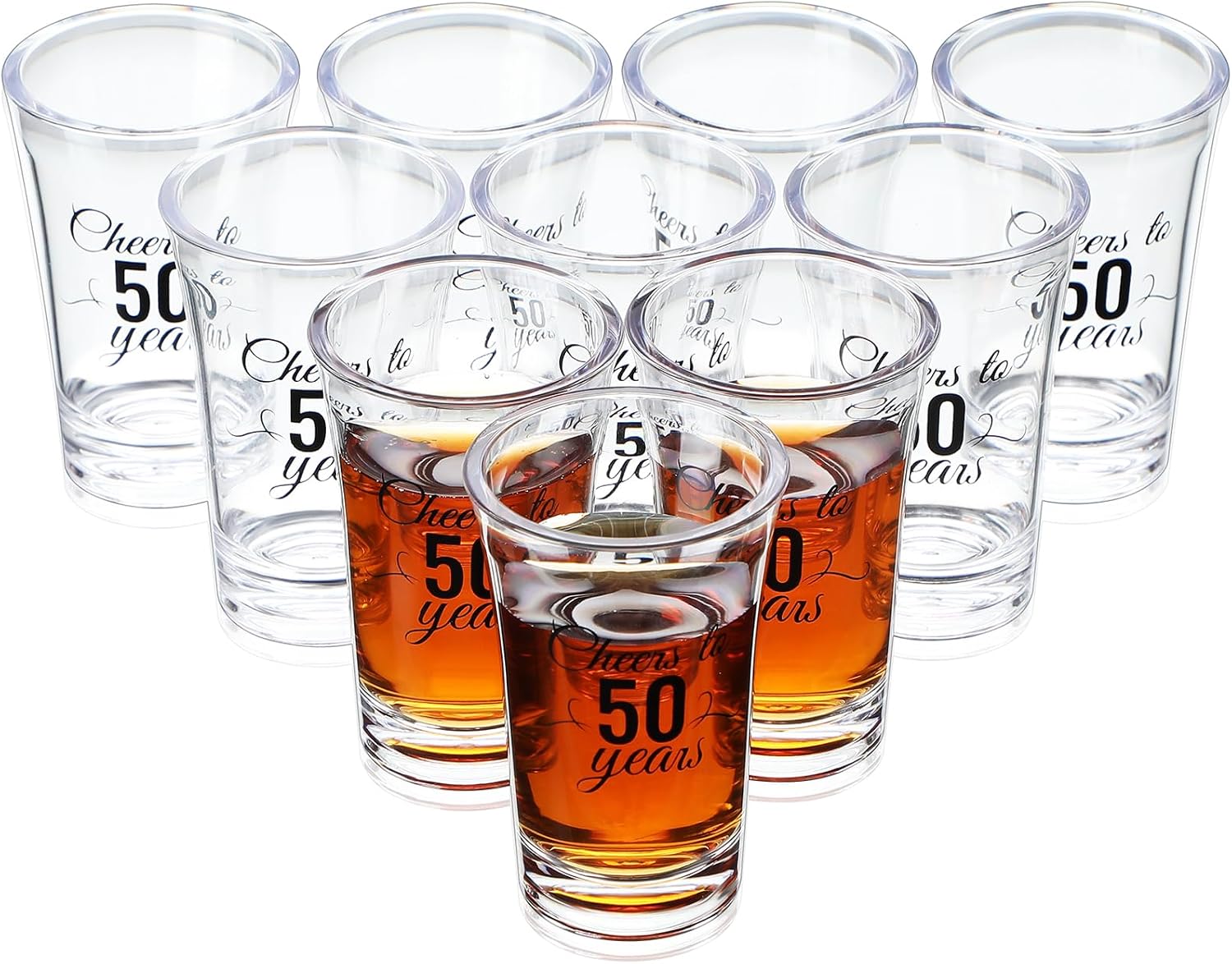 Ashenby 48 Pack Birthday Shot Glasses Bulk 1.4oz Cheers to 30/40/50/60/70/80 Years Shot Glass Unbreakable Thick Base Mini Clear Plastic Wine Glass