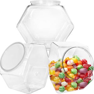 Aldernest 3 Pcs Plastic Candy Jars, Clear Cookie Jars 71 Oz for Kitchen Counter