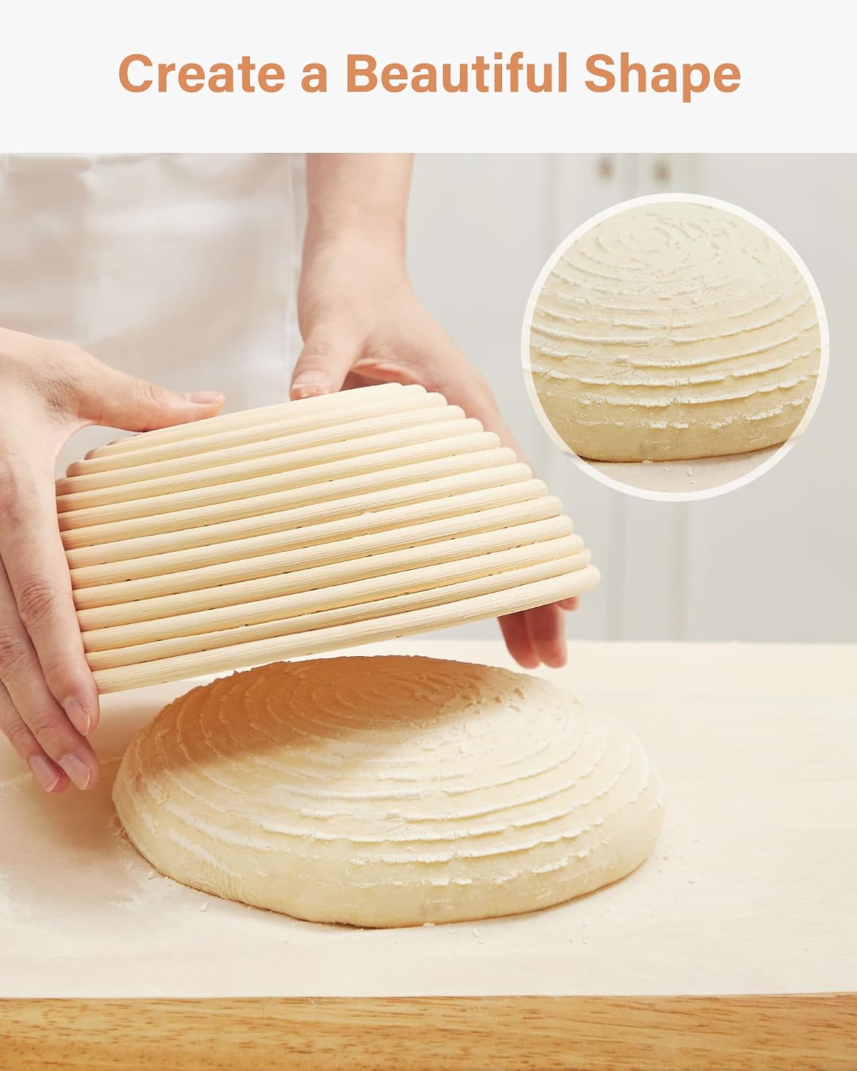 Ashenby Banneton Bread Proofing Basket with Accessories, 9 Inch, Round, 0.83 kg, Natural