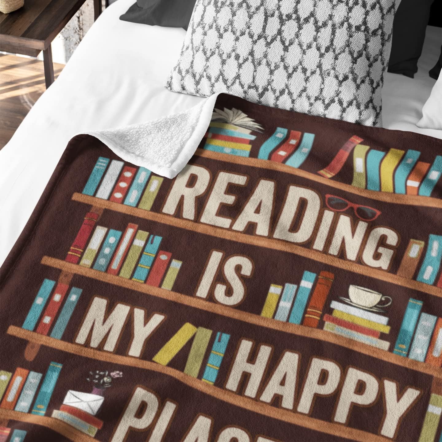 Aldernest Book Lovers Gifts for Women, Librarian Gifts Throw Blankets 80"x60", Book Lover-brown