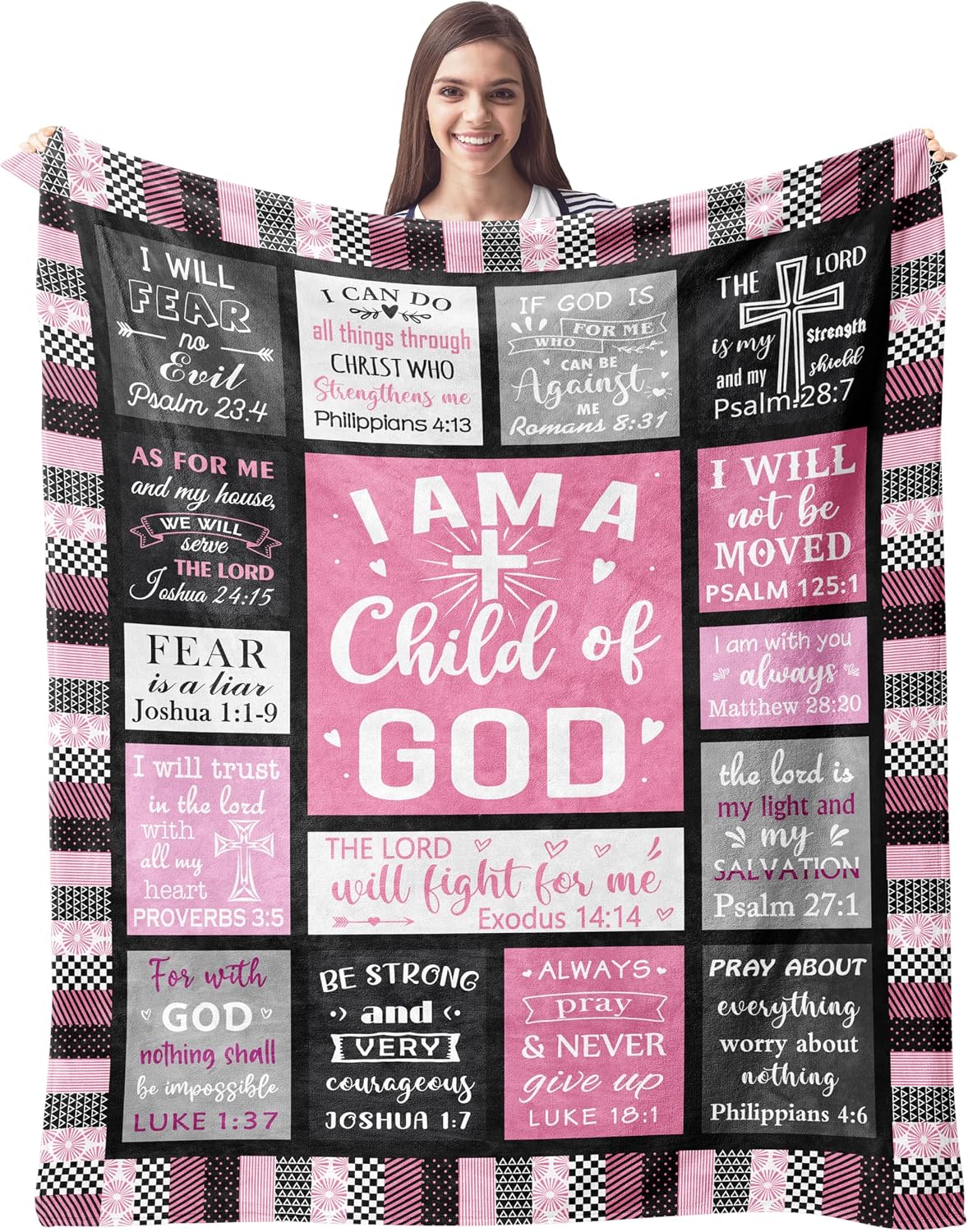 Aldernest Christian Gifts for Women, Christian Birthday Gifts Blanket 60"x50", 0.67 kg, Christian - Pink