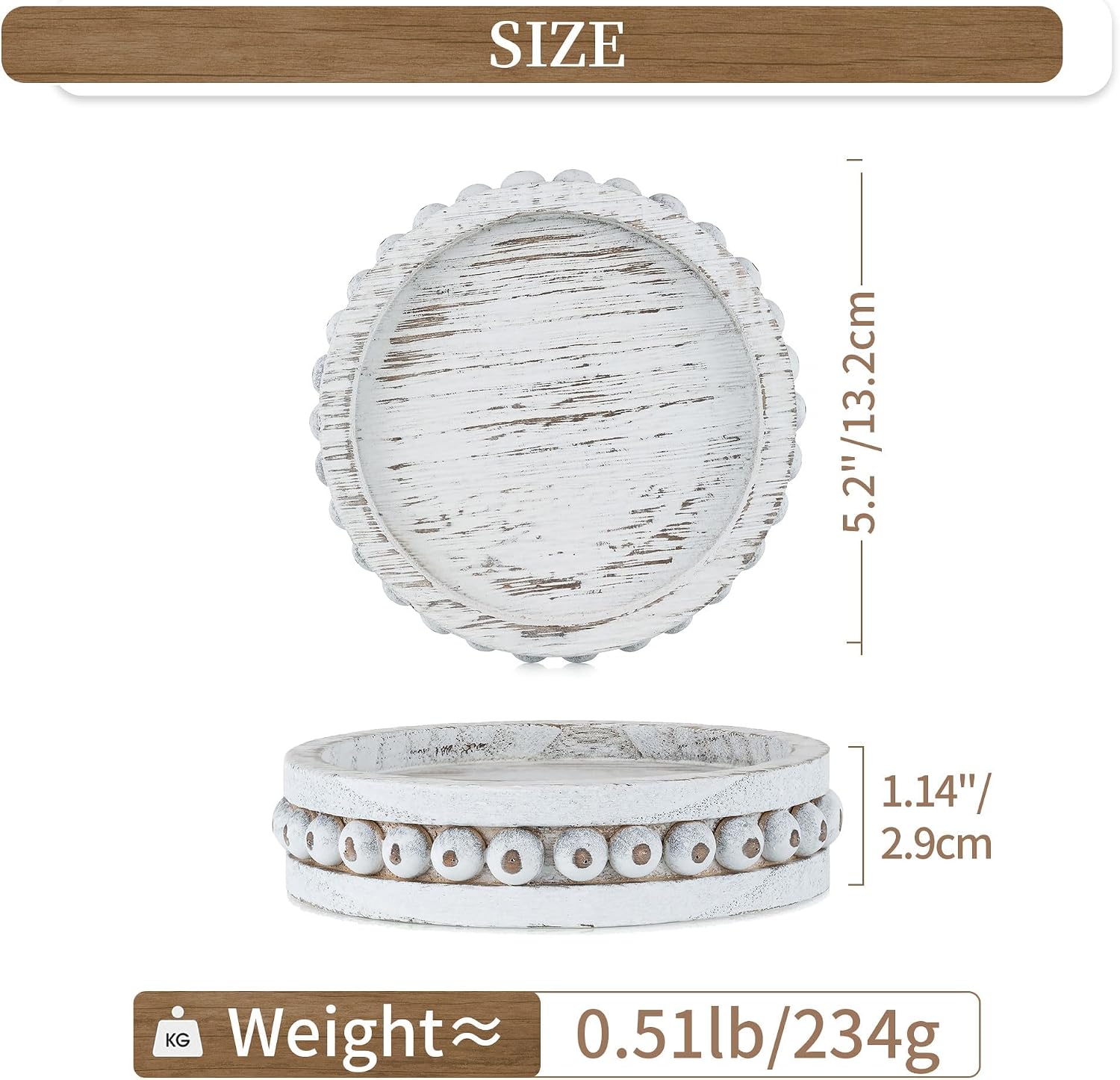 VelloHome Wooden Candle Holder for Pillar Candles Set of 3 Candlestick Holders, 0.22 kg