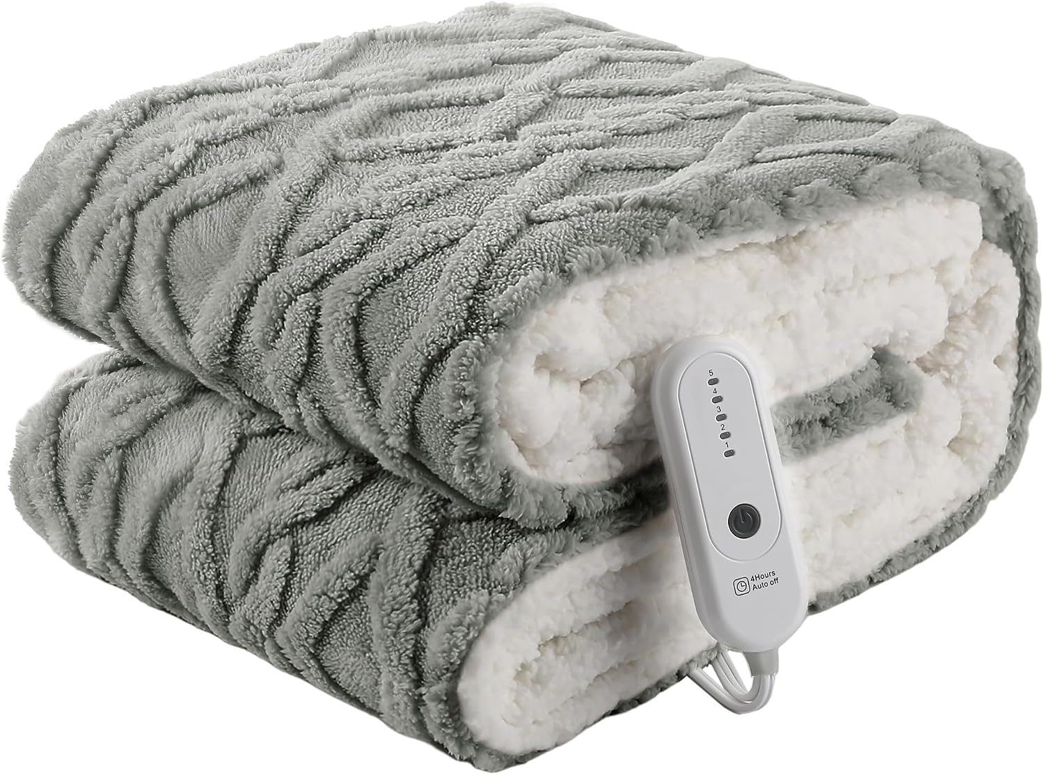 Barleyfield Heated Blanket Electric Throw 50''X60''-Fluffy Ultra Soft Electric Blanket with 3D Stylish Design, 240g Plus 200g Sherpa