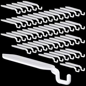 Maplewick 50 Pcs Flat 4" Christmas Light Hooks Plastic Hooks Hanging Patio, 7.04 ounces, White