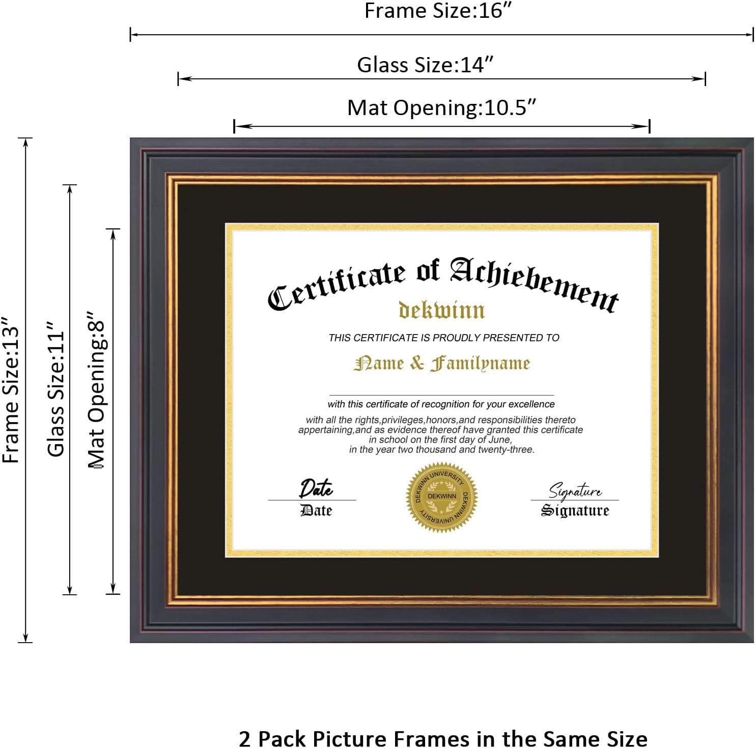 Aldernest Diploma Frames 8.5x11 with Mat or 11x14 without Mat, 2.1 kg