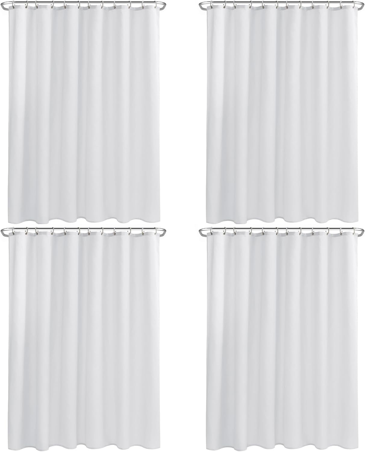 Aldernest Fabric Shower Curtain Liners with Magnets 2 Pack 70X72 Inch White, 16 ounces, 72"W x 72"L (Pack of 4)